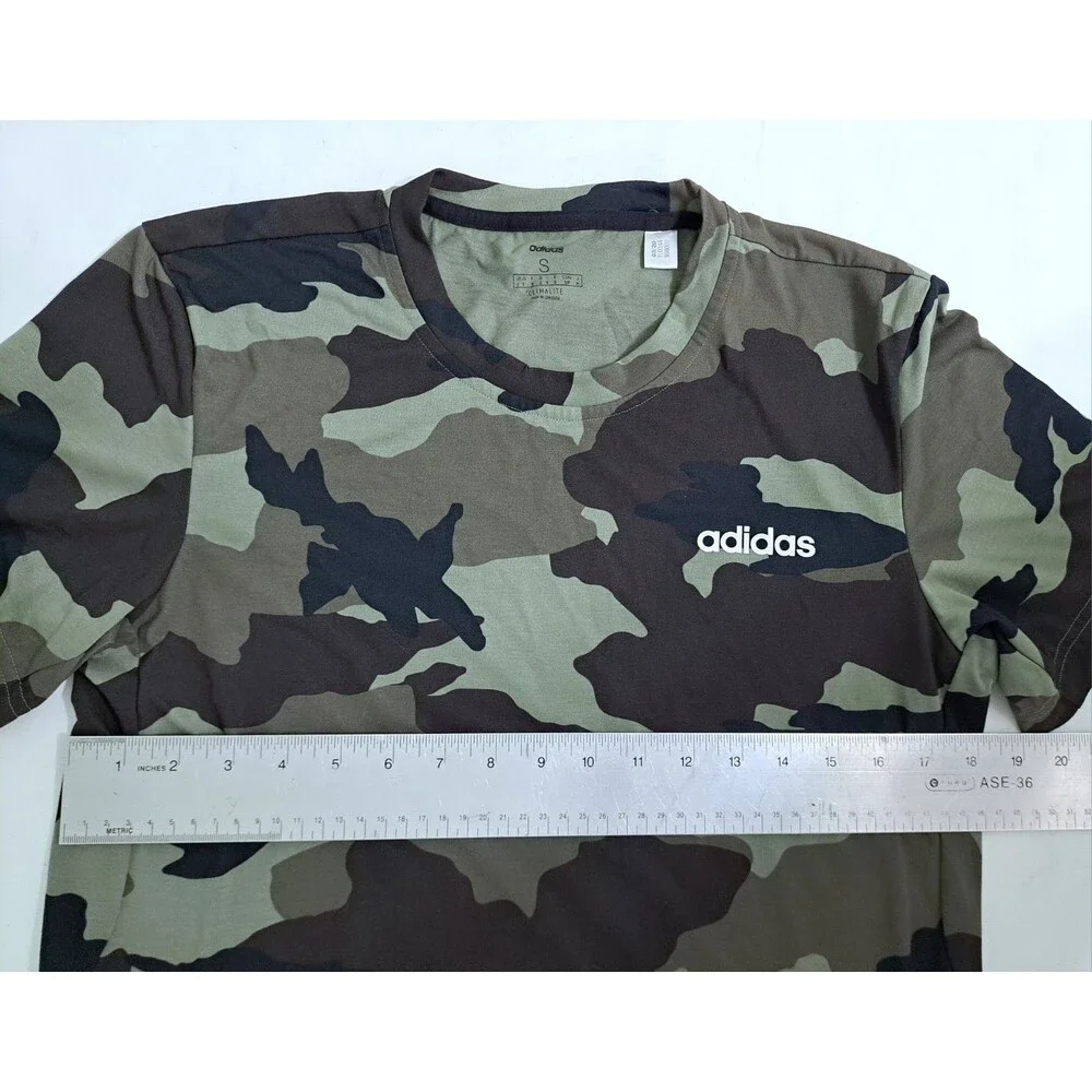 Adidas Camo Climalite Tshirt Mens Small Green Brown Camouflage Army Forest